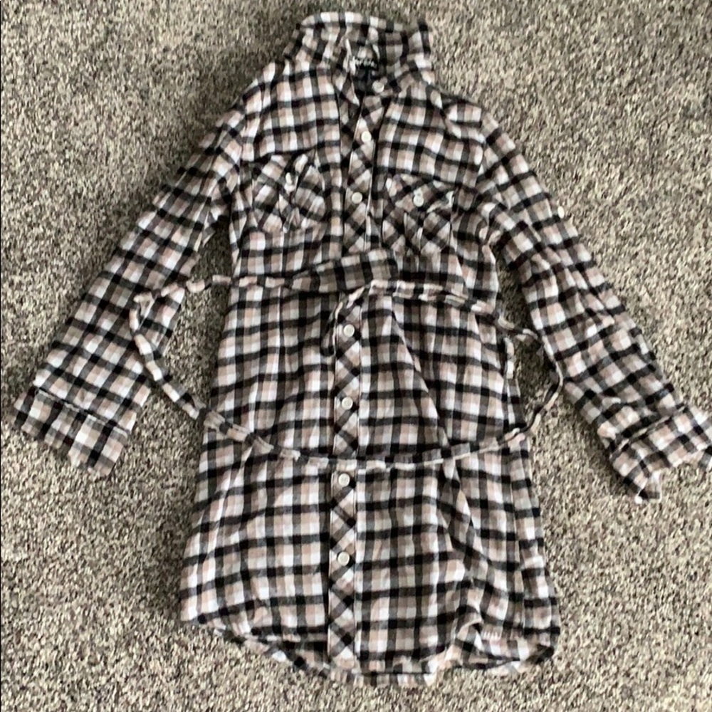 flannel dress with tie